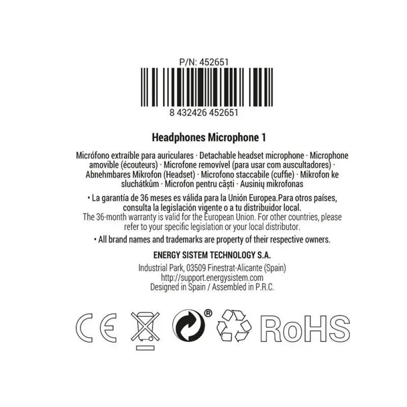 Dynamic microphone Energy Sistem Headphones 