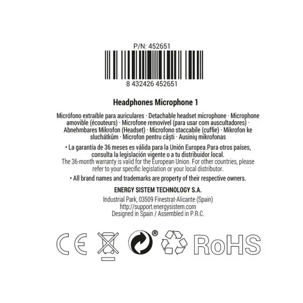 Dynamic microphone Energy Sistem Headphones 