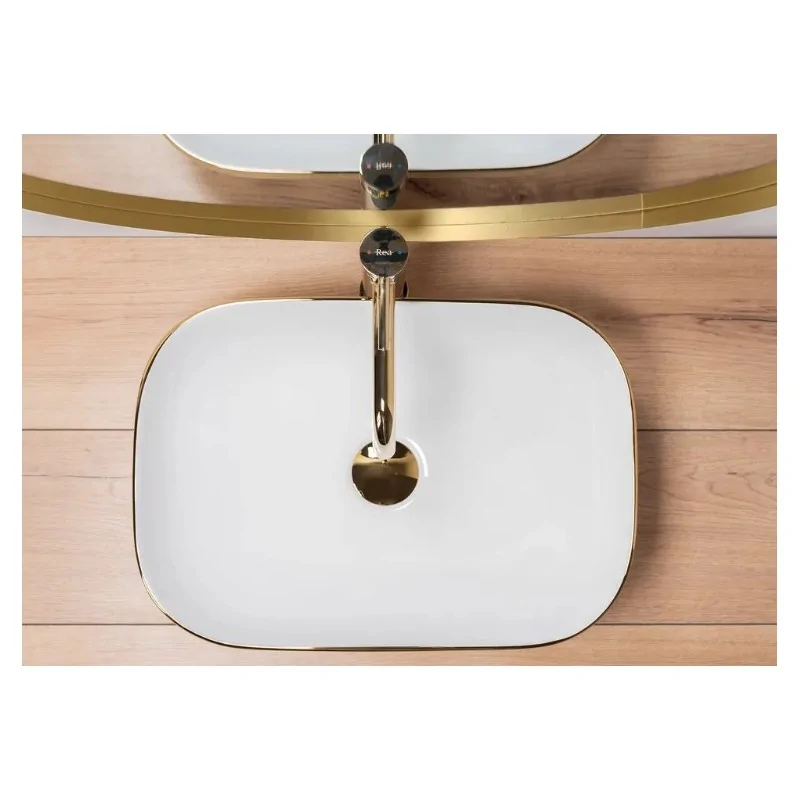 Countertop washbasin Rea Belinda White GOLD BRUSH