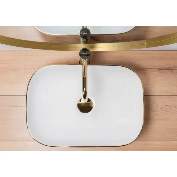 Countertop washbasin Rea Belinda White GOLD BRUSH