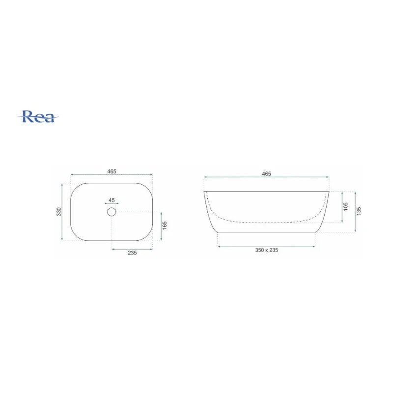 Countertop washbasin Rea Belinda White GOLD BRUSH