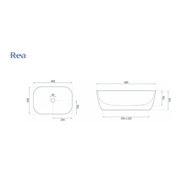 Countertop washbasin Rea Belinda White GOLD BRUSH