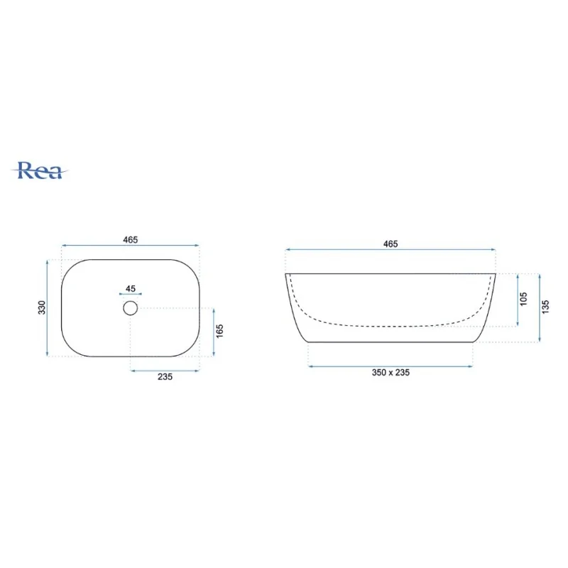 Countertop Basin Rea Belinda Gold Edge