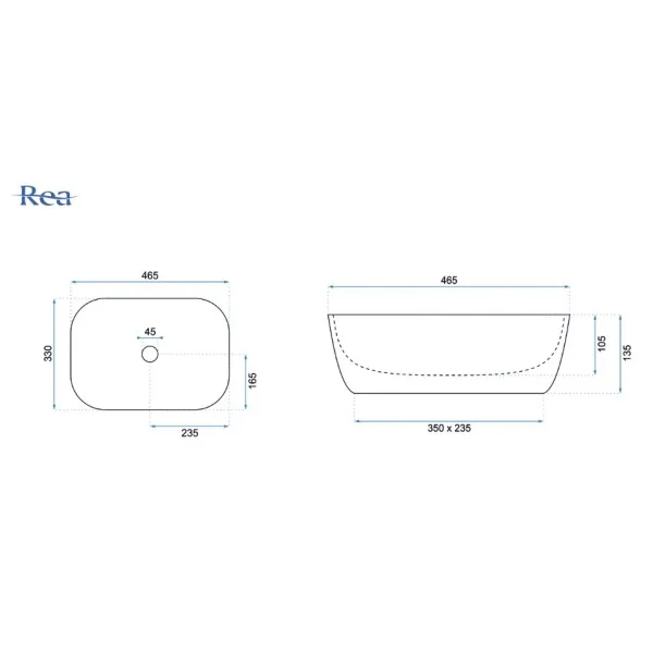 Countertop Basin Rea Belinda Gold Edge