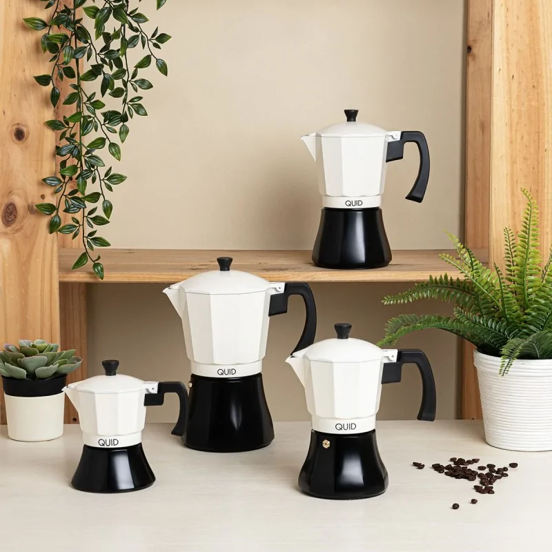 Italian Coffee Pot Quid Cocco White Black Metal...