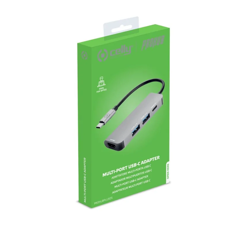USB-C Hub Celly Prohub Grey (1 Unit)