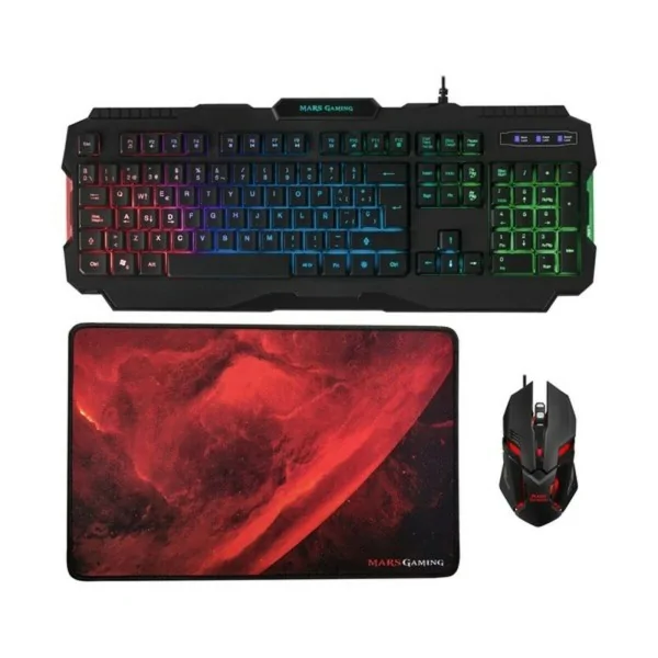 Keyboard with Gaming Mouse Mars Gaming MCP118 Black Spanish Qwerty