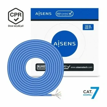 FTP Category 7 Rigid Network Cable Aisens AWG23 Blue 100 m
