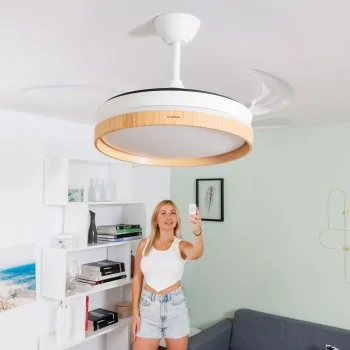 LED Ceiling Fan with 4 Retractable Blades Woteez...