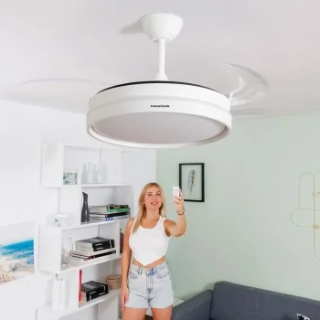 LED Ceiling Fan with 4 Retractable Blades Keteez...