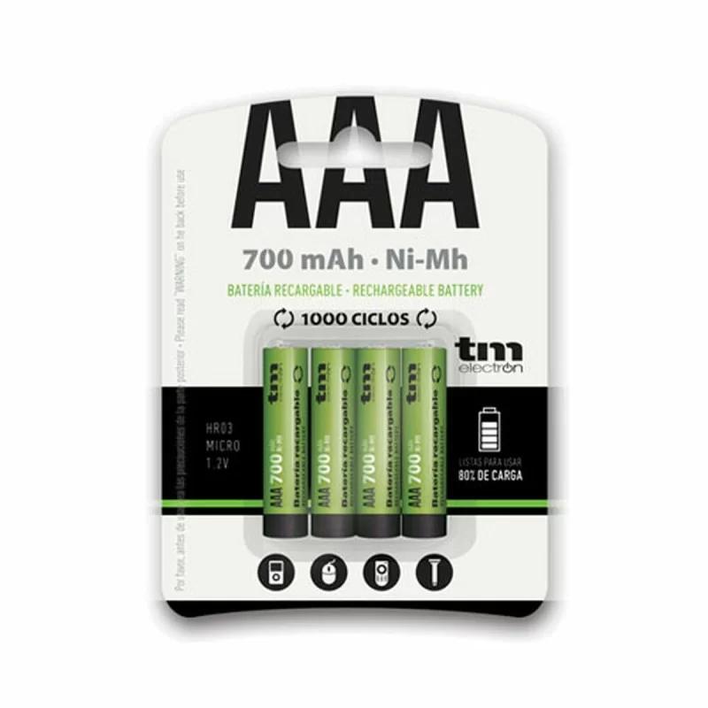 Rechargeable Batteries TM Electron R03 700 mAh...