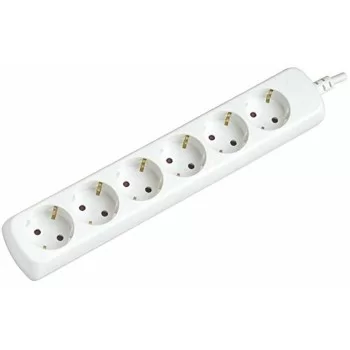 Schuko 6 Way Multi-socket Adapter Silver Electronics 9626...