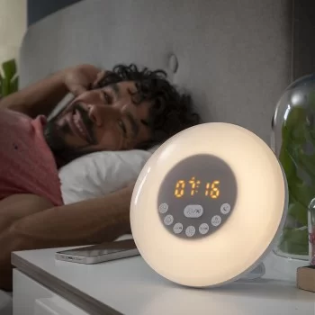 Rechargeable Sunrise Alarm Clock with Speaker Slockar...