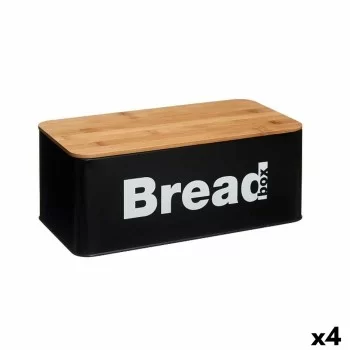 Breadbasket Black Natural Metal Bamboo 33 x 13,3 x 18 cm...