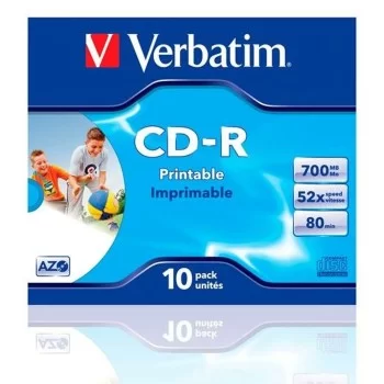 CD-R Verbatim Wide Inkjet Printable 10 Units 700 MB 52x
