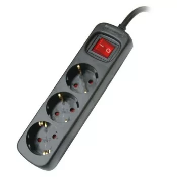 Schuko 3-socket plugboard with power switch Silver...