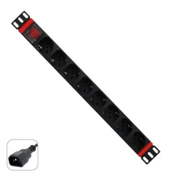 Schuko 19" 8 Way Multi-socket Adapter with On / Off...