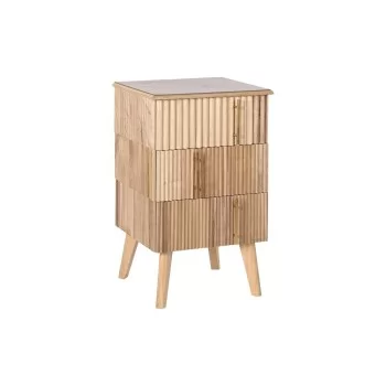 Nightstand DKD Home Decor Golden Light brown MDF Wood 43...