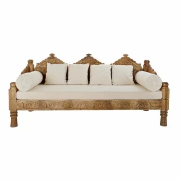 Sofa DKD Home Decor Beige Polyester Mango wood (190 x 77...