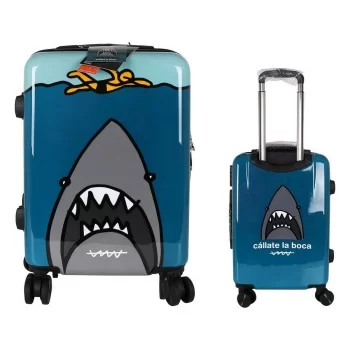 Cabin suitcase Cállate la Boca Jaws Blue 39 x 22 x 57 cm