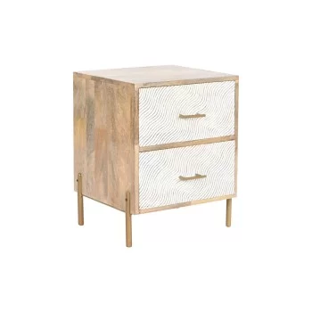 Nightstand Home ESPRIT White Brown Golden Iron Mango wood...