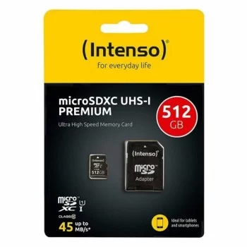 Micro SD Memory Card with Adaptor INTENSO 3423493 512 GB...
