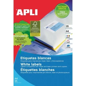 Printer Labels Apli White 25 Sheets 63,5 x 38,1 mm