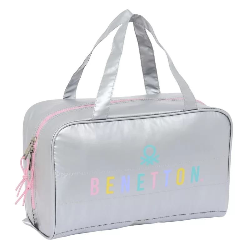 School Toilet Bag Benetton Silver Padded Silver...