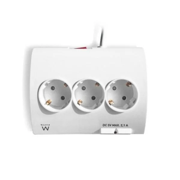 Power Socket - 5 sockets with Switch Ewent EW3935 1,5 m 2 x USB 2,1 A 2500W