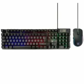Keyboard and Mouse Ewent PL3201 Black Multicolour Spanish...
