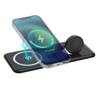 Wireless Charger with Mobile Holder Celly MAGFOLD2IN1BK...