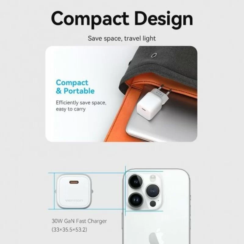 Wall Charger Vention FAKW0-EU 30 W USB-C White