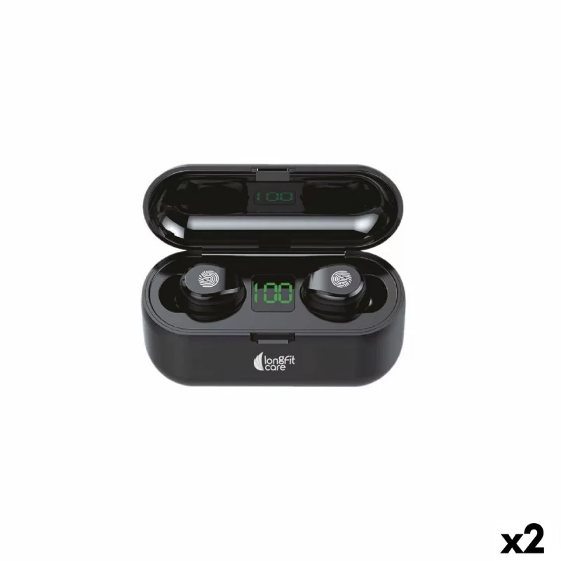 Wireless Earphones with Charging Case LongFit Care Black (2 Units)