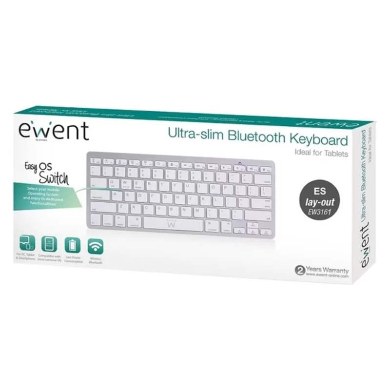 Bluetooth Keyboard Ewent EW3161 White Silver...