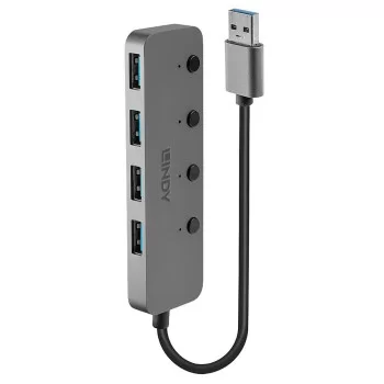 USB Hub LINDY Black Grey (1 Unit)