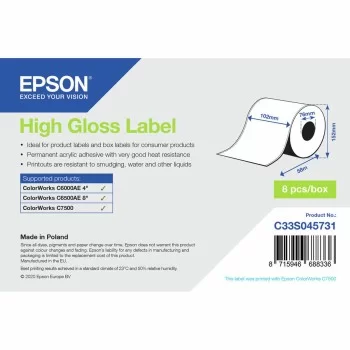 Printer Labels Epson C33S045731 Shiny Ø 76,2 mm (1 Unit)...