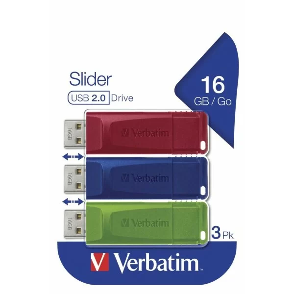 Pendrive Verbatim Slider Retractable USB 2.0 Multicolour 16 GB