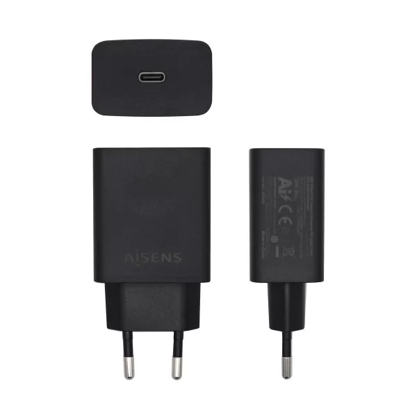 Charger Aisens Cargador USB-C PD 3.0 1 Puerto 1x USB-C 20 W, Negro USB-C Black 20 W