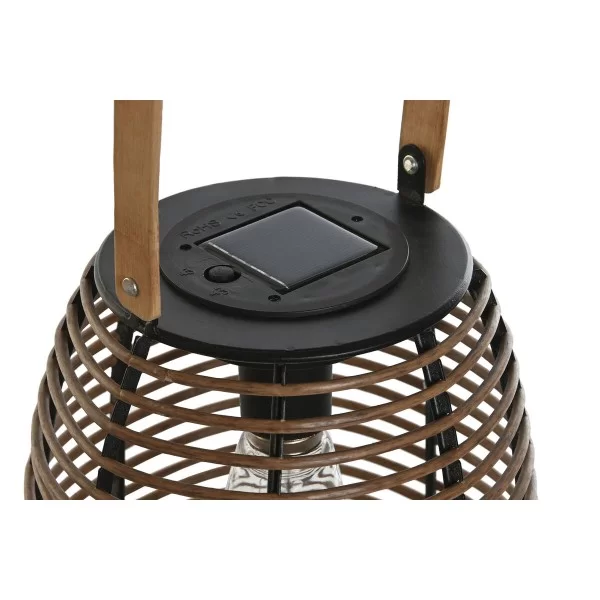 Solar lamp DKD Home Decor Brown Black Bamboo Rattan 20 x 20 x 45 cm