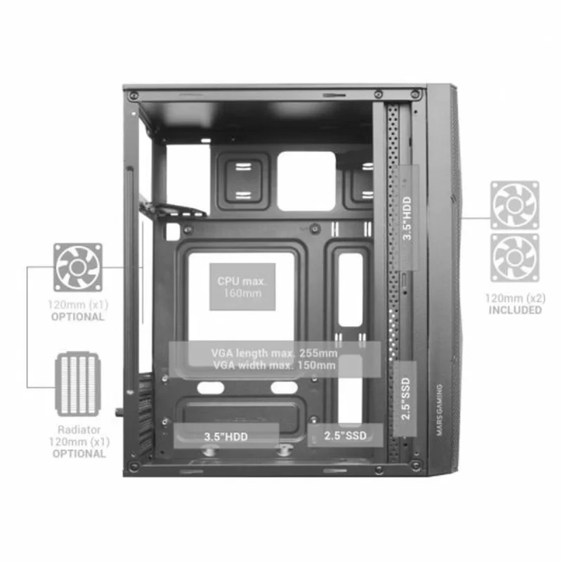 ATX Semi-tower Box Mars Gaming MC-ME Black