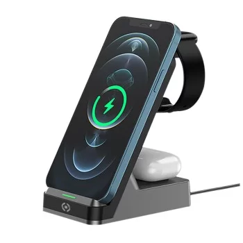 Cordless Charger Celly 3-in-1 Black 15 W
