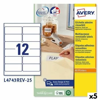 Printer Labels Avery L4743REV White 25 Sheets 99,1 x 42,3...