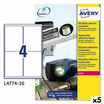 Printer Labels Avery L4774 White 20 Sheets 99,1 x 139 mm...