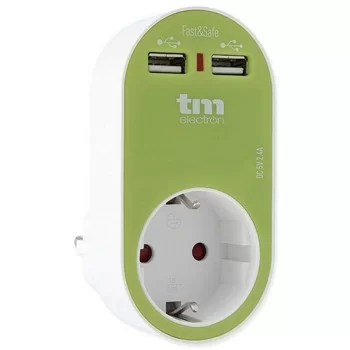 Wall Plug with 2 USB Ports TM Electron Green