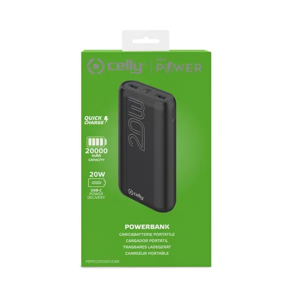 Power Bank Celly 20000 mAh Black