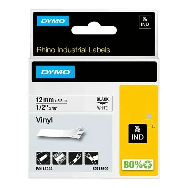 Laminated Tape Dymo S0718600 White Black/White