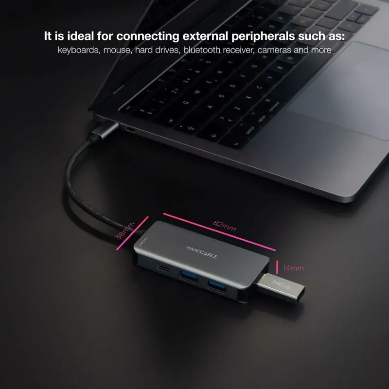 USB Hub NANOCABLE 10.16.1005 Grey