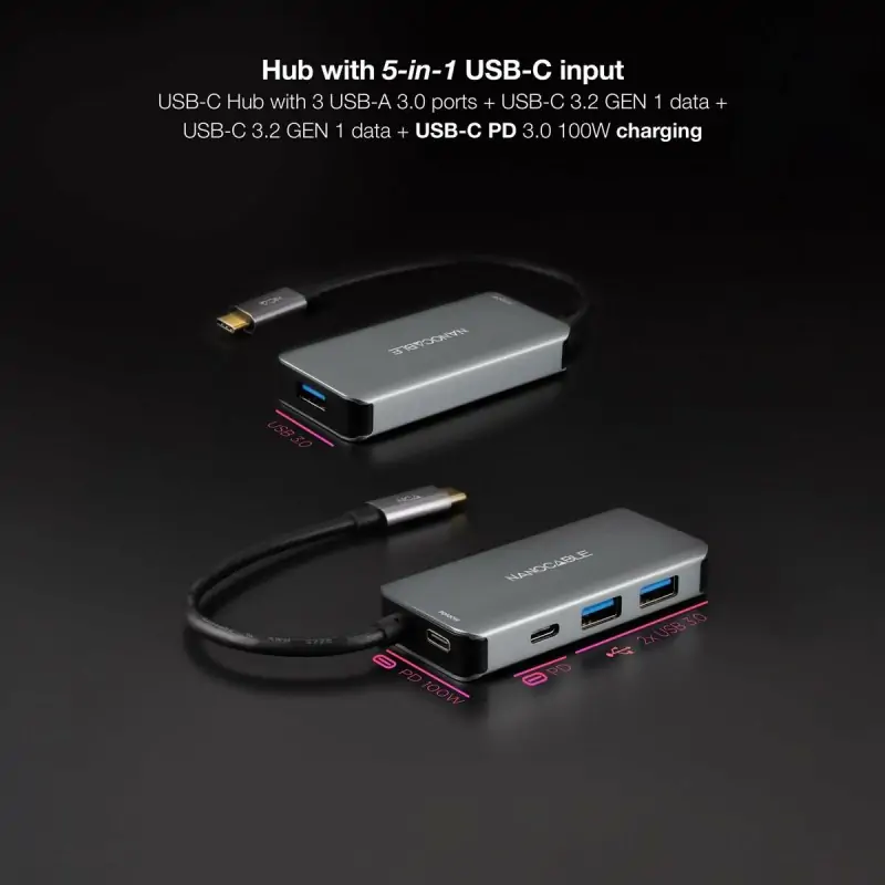 USB Hub NANOCABLE 10.16.1005 Grey
