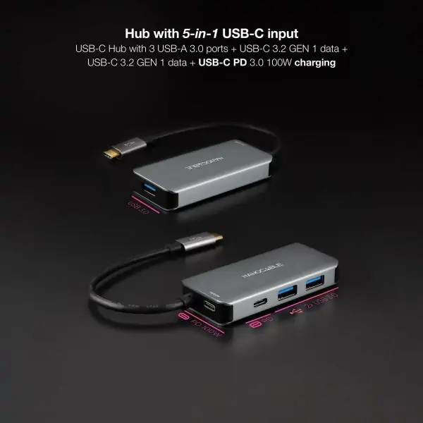 USB Hub NANOCABLE 10.16.1005 Grey